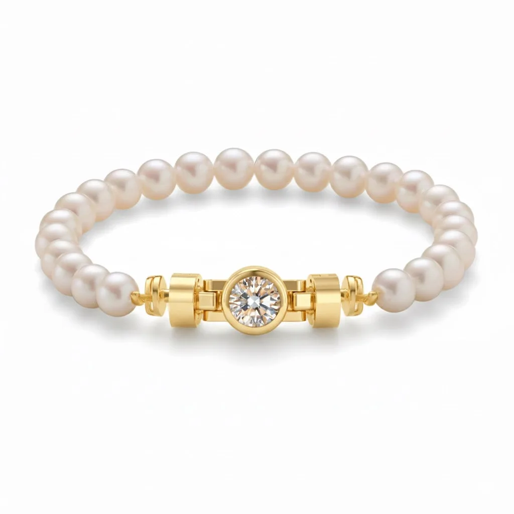 Jubilee 1 carat Round Brilliant Diamond with Natural 6mm Pearls in 18 carat Gold, view 3 – Viktor Alexander
