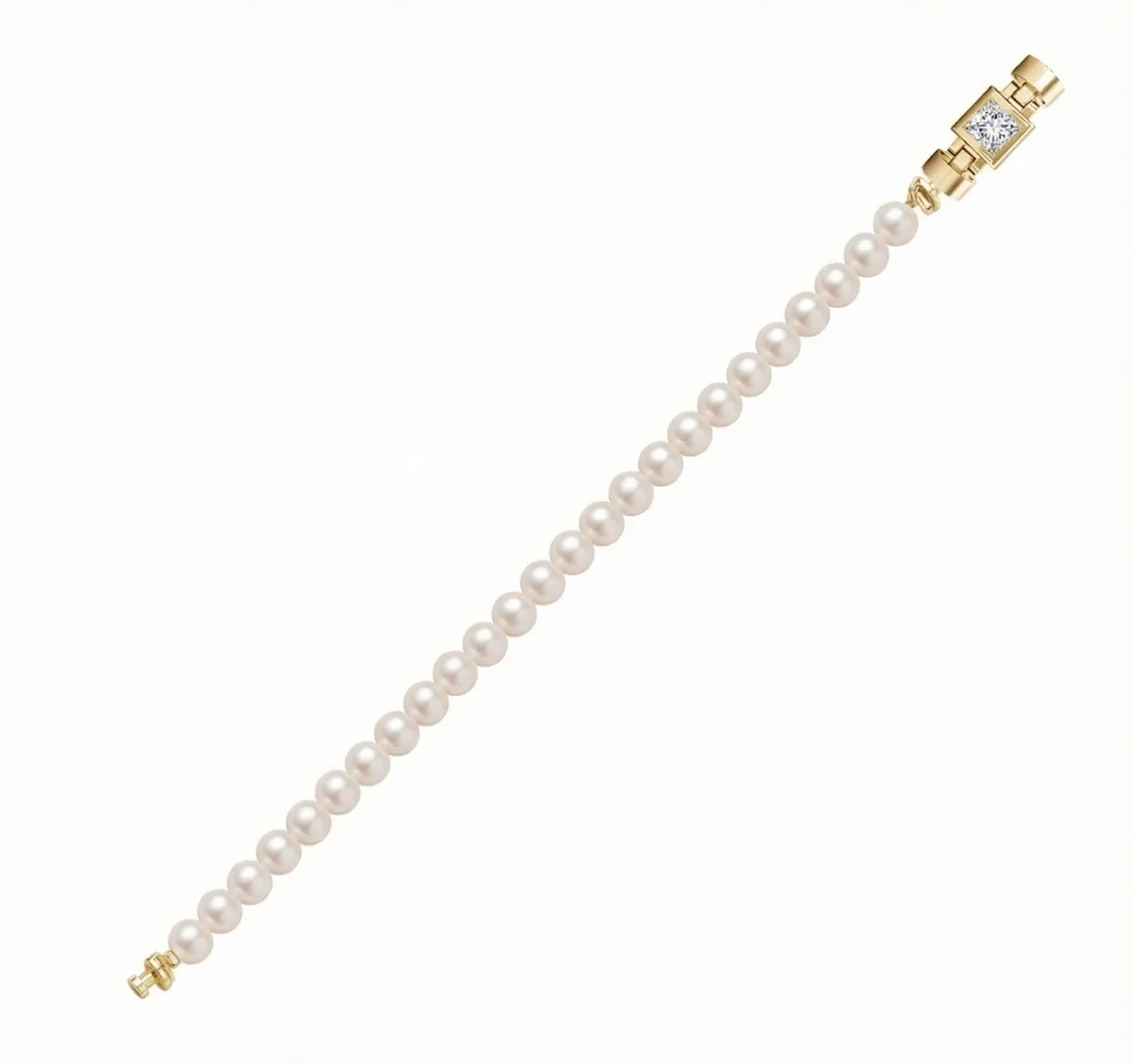 Jubilee 1 carat Princess Diamond with Natural 6mm Pearls in 18 carat Gold, view 4 – Viktor Alexander