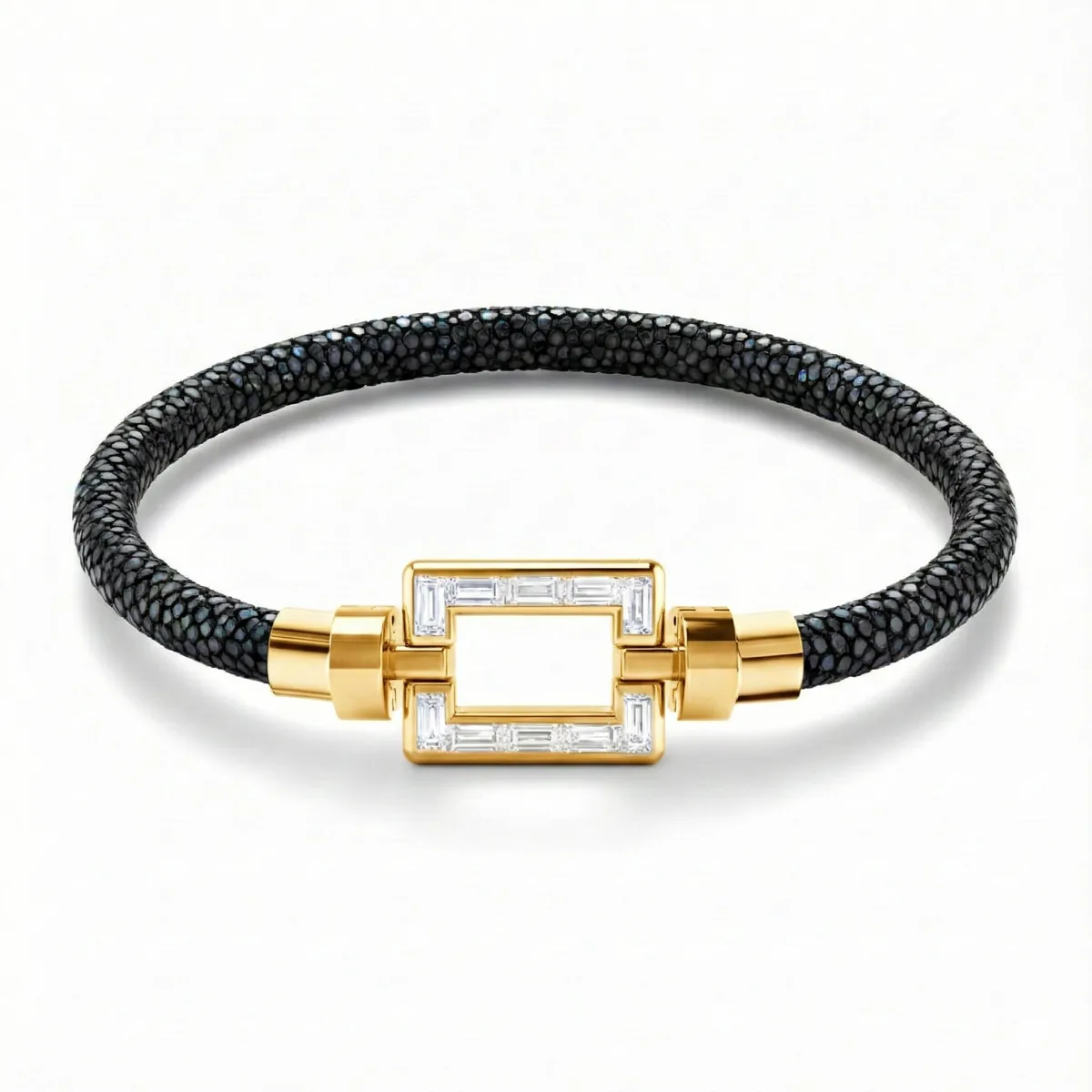 Magnum Opus XL 18-carat Gold Baguette Diamonds Galuchat Bracelet – Viktor Alexander
