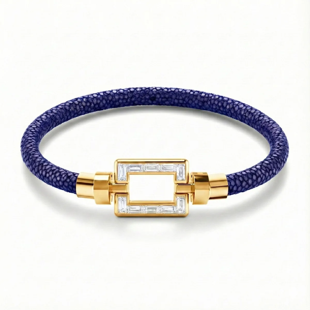 Magnum Opus XL 18-carat Gold Baguette Diamonds Galuchat Bracelet, view 3 – Viktor Alexander