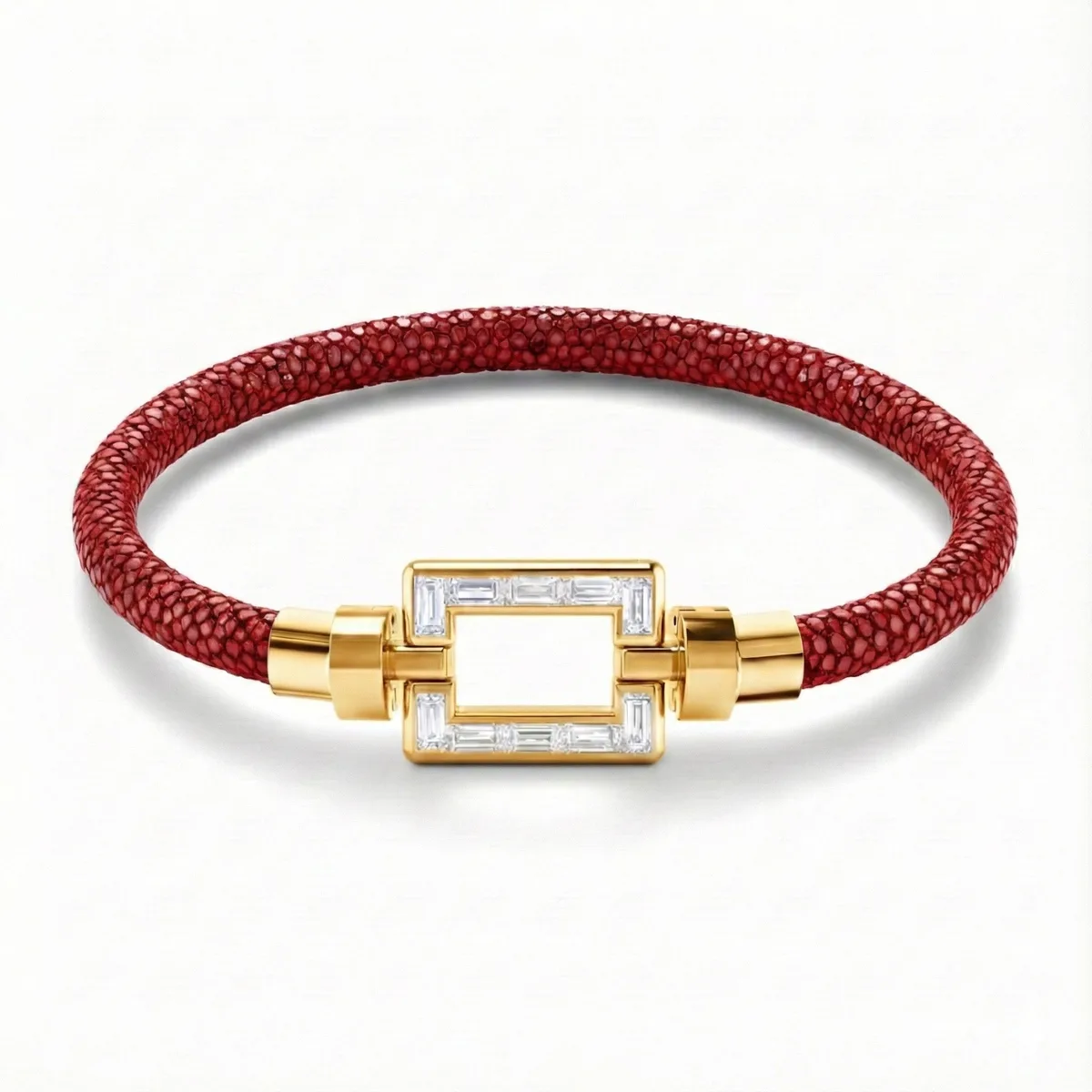 Magnum Opus XL 18-carat Gold Baguette Diamonds Galuchat Bracelet, view 4 – Viktor Alexander