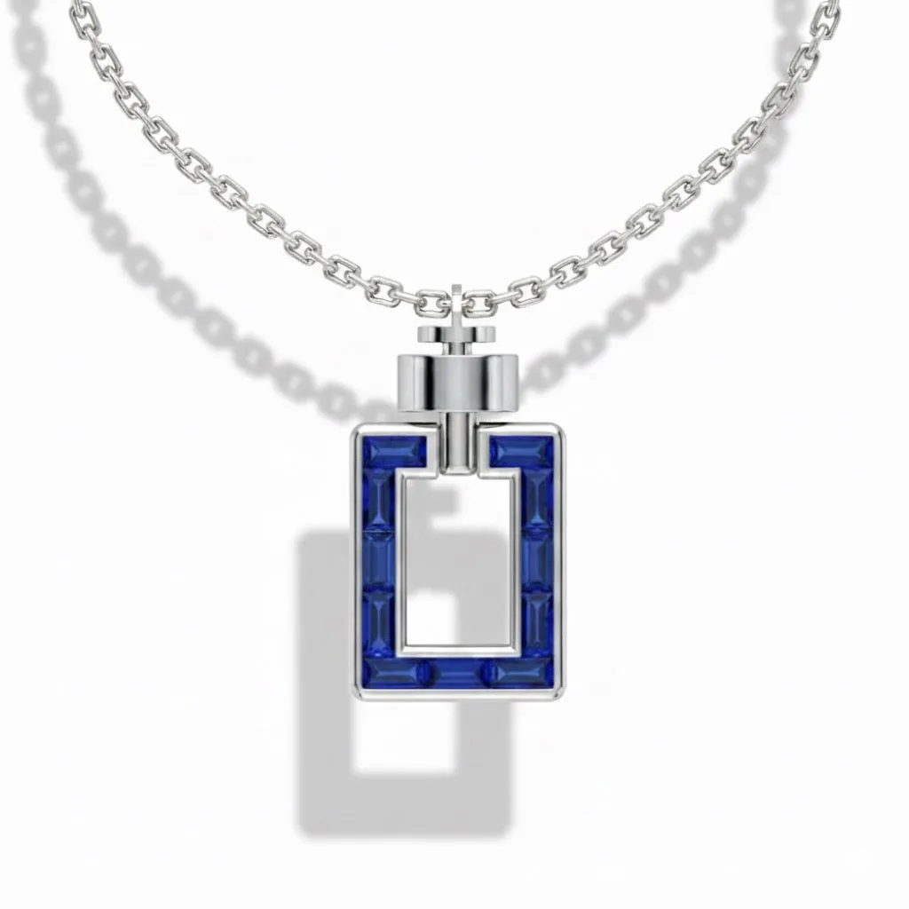 Magnum Opus XL Blue Sapphire in Platinum Pendant with Necklace – Viktor Alexander