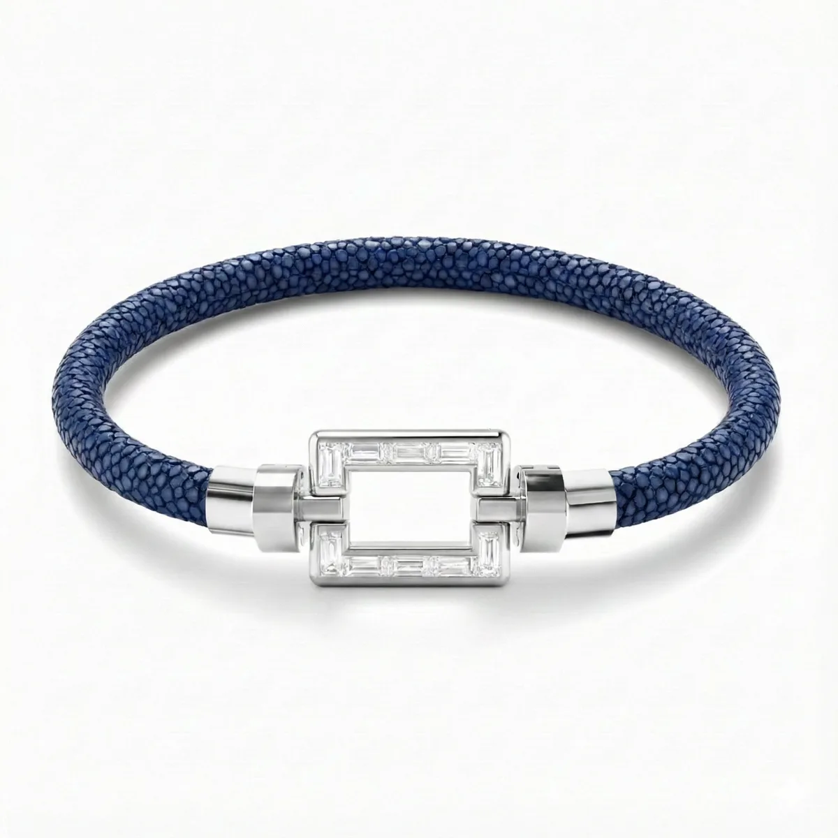Magnum Opus XL Platinum Baguette Diamonds Galuchat Bracelet – Viktor Alexander