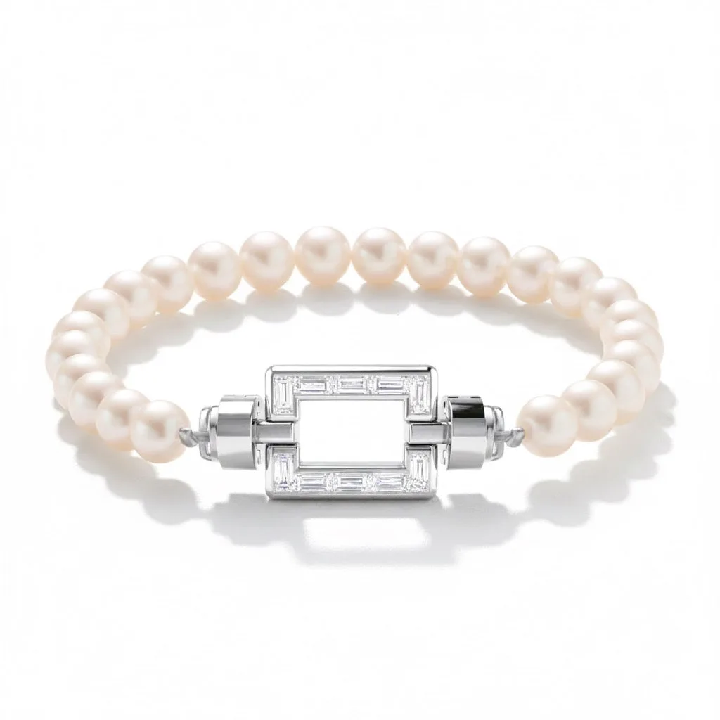 Magnum Opus XL Platinum Baguette Diamonds Gemstone Beads Bracelet – Viktor Alexander