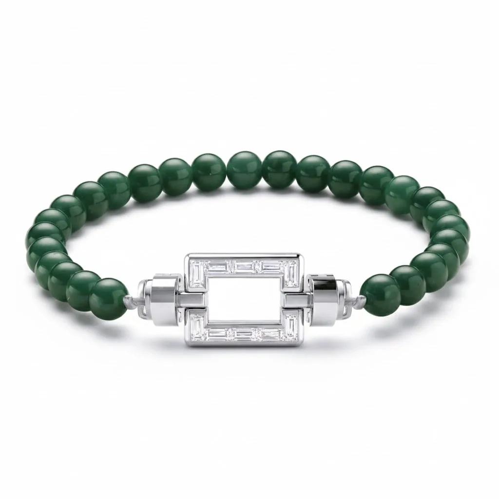 Magnum Opus XL Platinum Baguette Diamonds Gemstone Beads Bracelet, view 3 – Viktor Alexander
