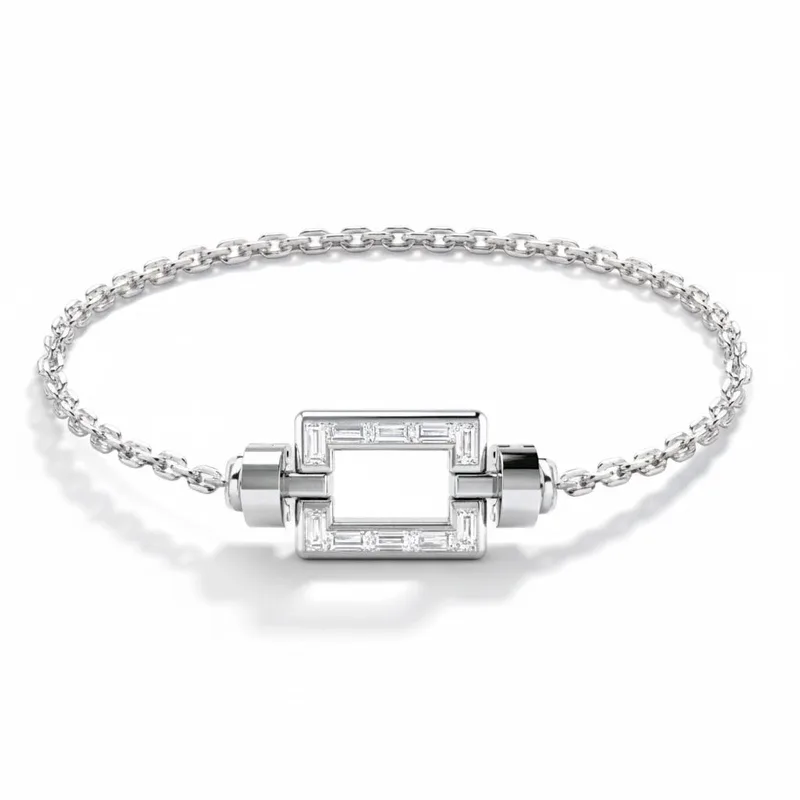 Magnum Opus XL Platinum Baguette Diamonds Link Bracelet