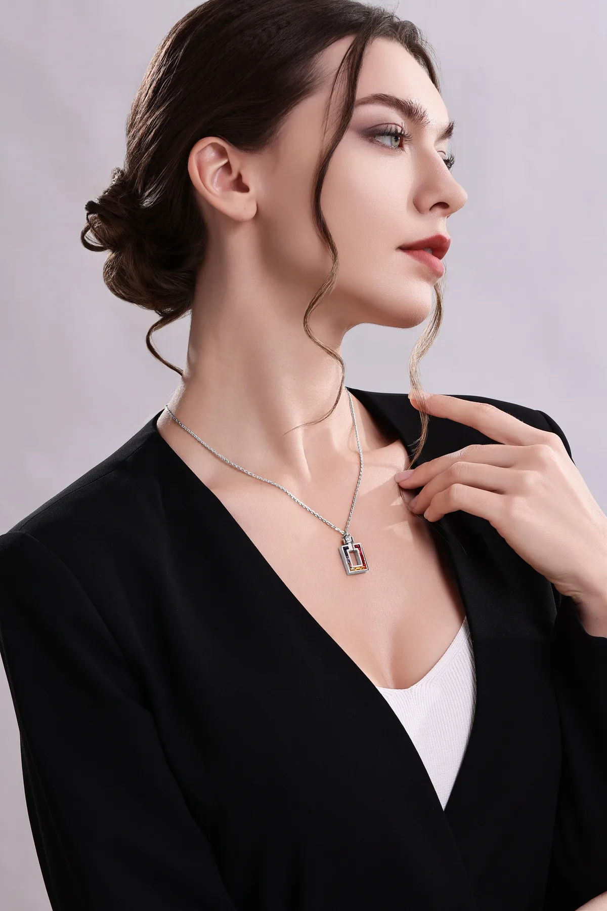 Magnum Opus XL Rainbow Sapphire Platinum Necklace & Pendant, view 3 – Viktor Alexander