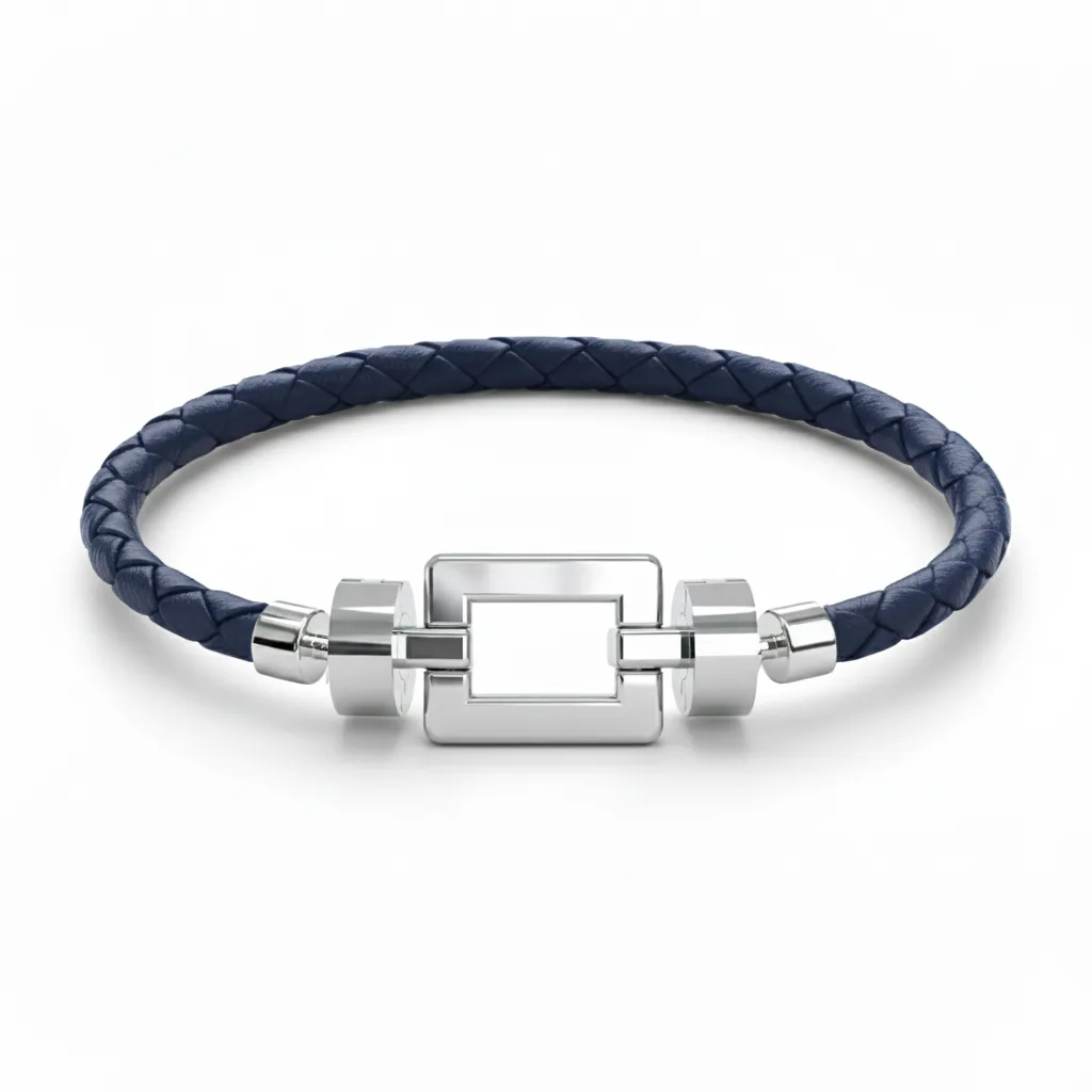 Opus 925 Silver with Weaved Calf Bracelet, view 3 – Viktor Alexander