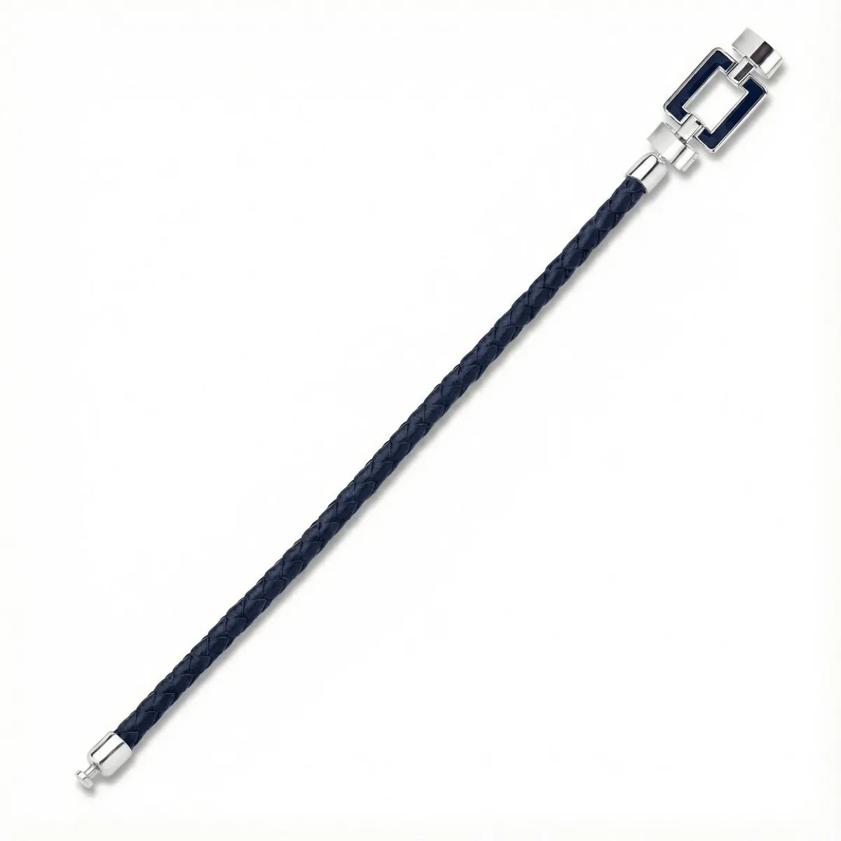 OPUS Metier D’art 925 Blue Enamel with Weaved Calf Bracelet, view 2 – Viktor Alexander