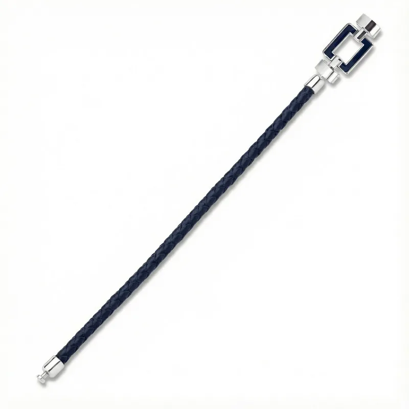 OPUS Metier D’art 925 Blue Enamel with Weaved Calf Bracelet