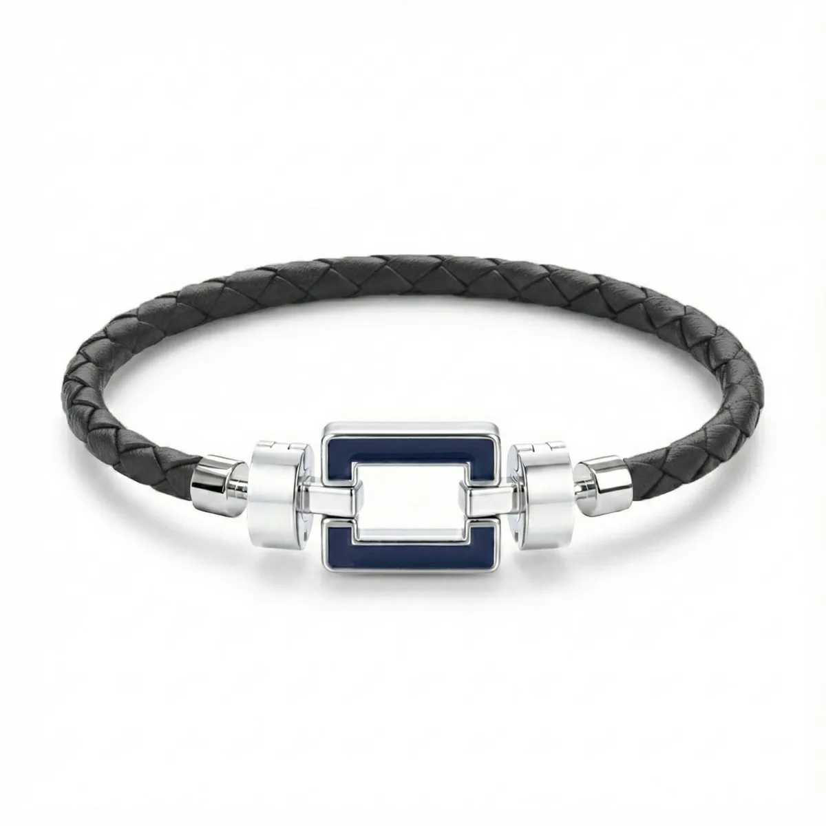 OPUS Metier D’art 925 Blue Enamel with Weaved Calf Bracelet, view 3 – Viktor Alexander
