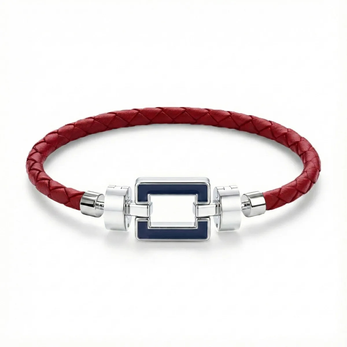 OPUS Metier D’art 925 Blue Enamel with Weaved Calf Bracelet, view 4 – Viktor Alexander