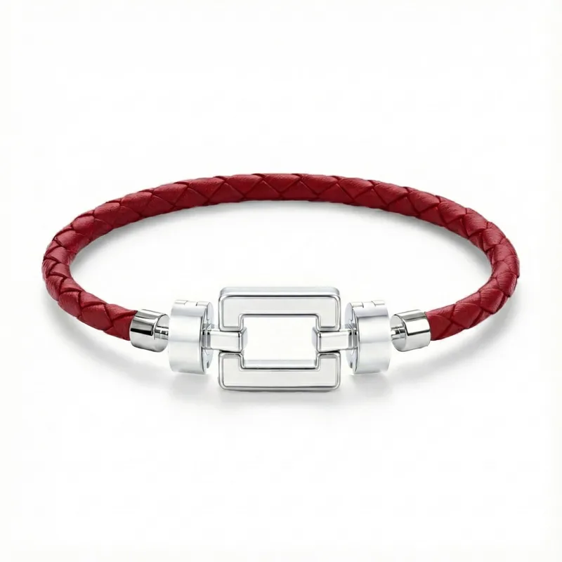 OPUS Metier D’art 925 White Enamel with Red Calf Bracelet