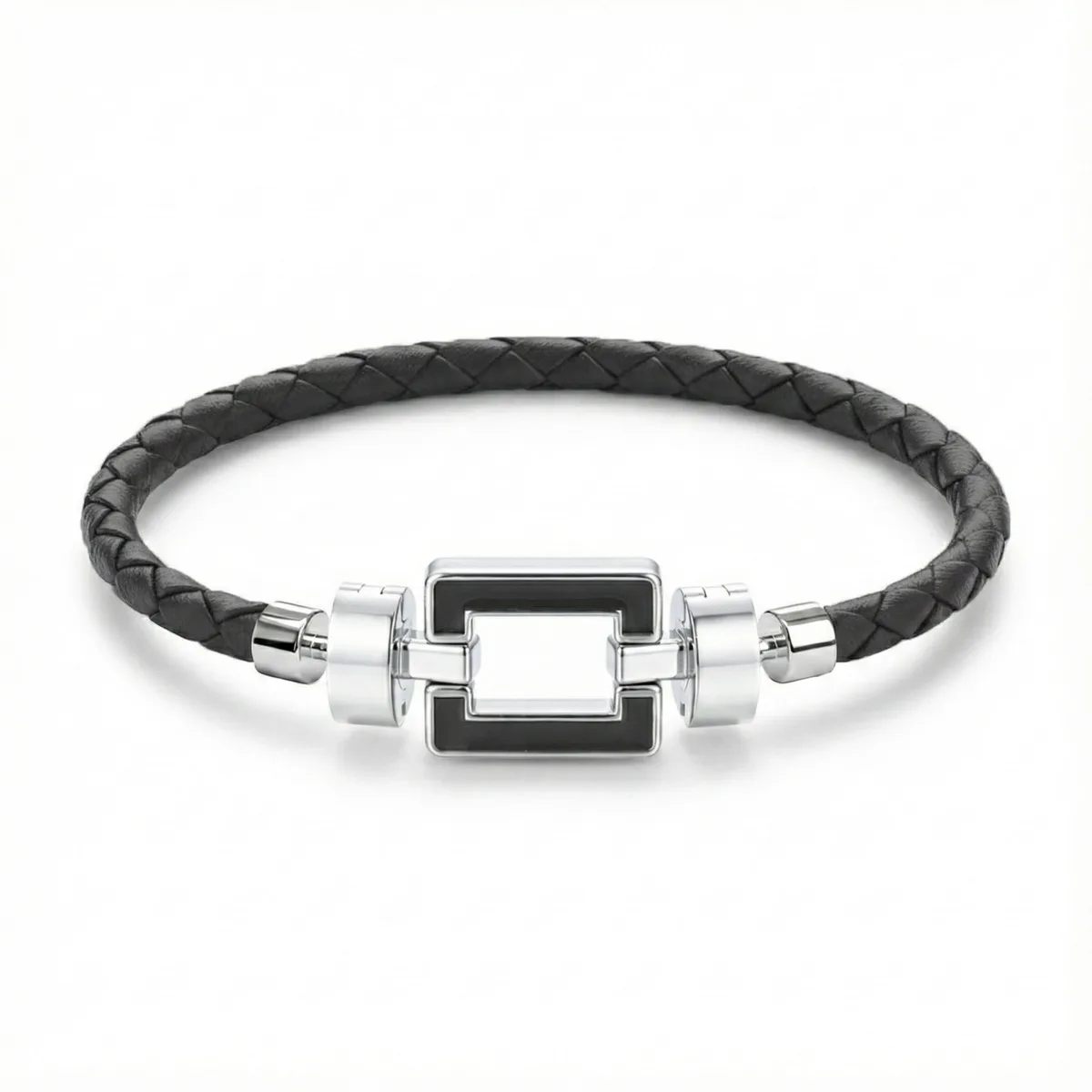 OPUS Metier D’art 925 Black Enamel with Weaved Calf Bracelet – Viktor Alexander