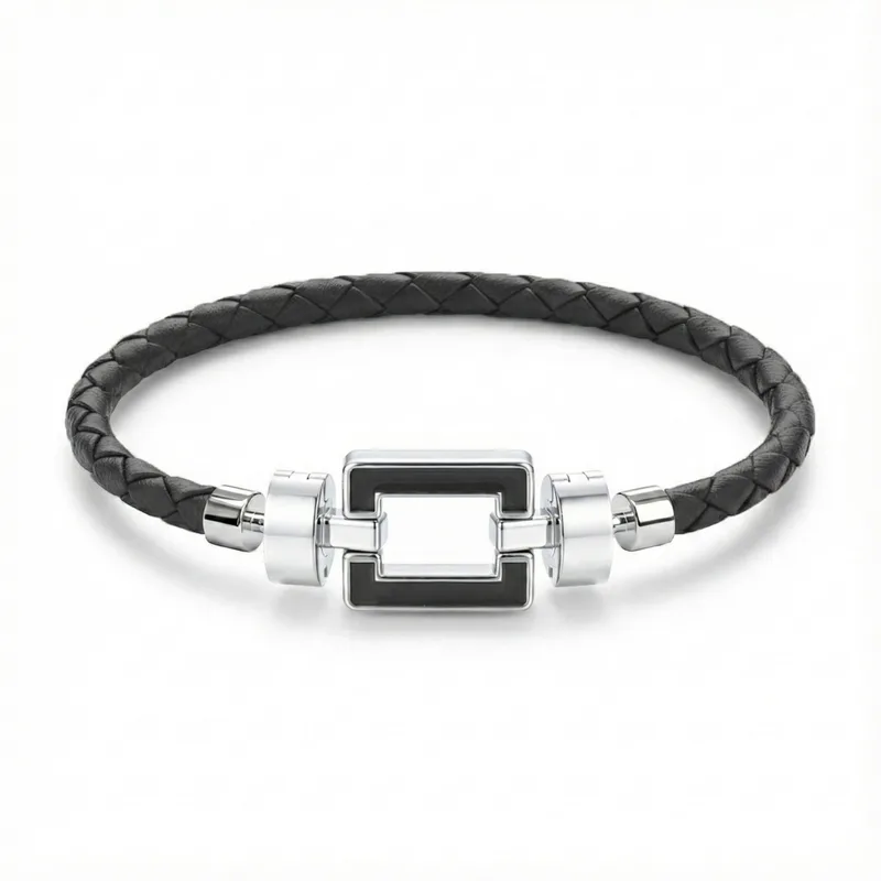 OPUS Metier D’art 925 Black Enamel with Weaved Calf Bracelet