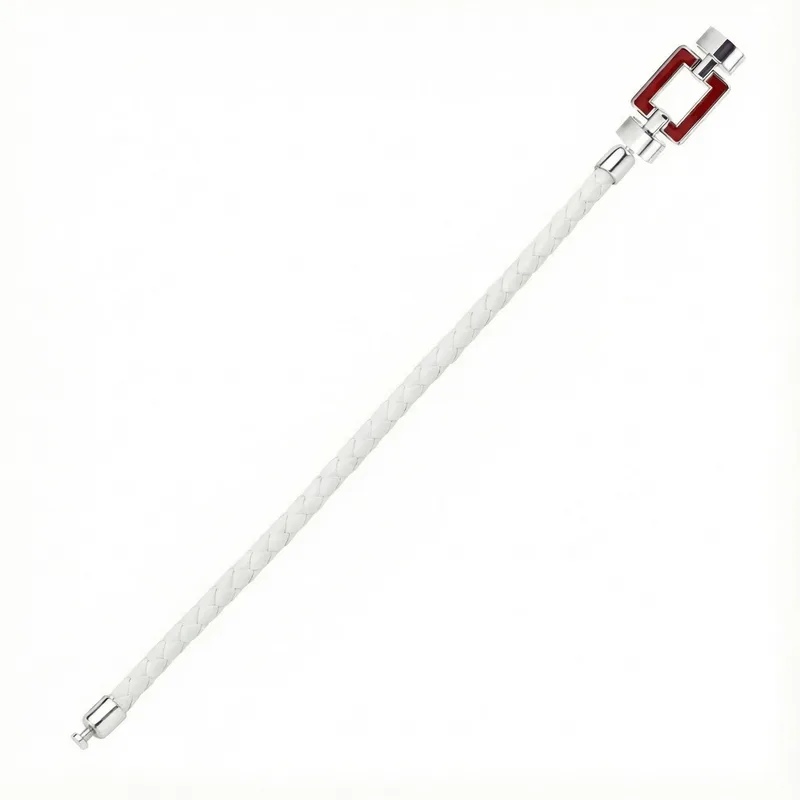 OPUS Metier D’art 925 Red Enamel with Weaved Calf Bracelet