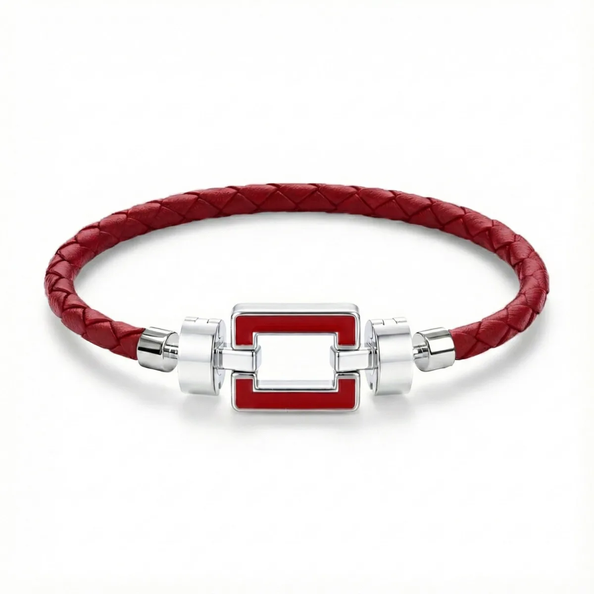OPUS Metier D’art 925 Red Enamel with Weaved Calf Bracelet, view 5 – Viktor Alexander