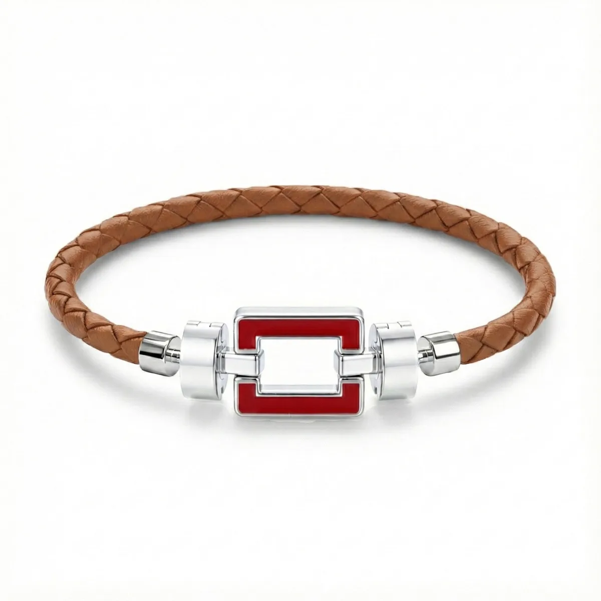 OPUS Metier D’art 925 Red Enamel with Weaved Calf Bracelet, view 6 – Viktor Alexander