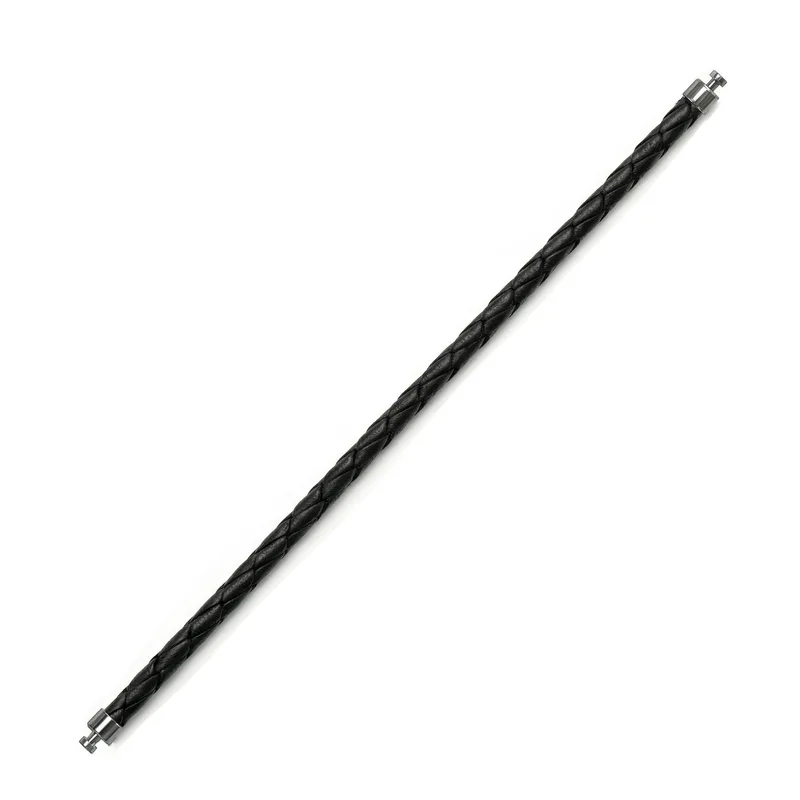 Regalia 4mm Black Calf Leather Strap 925 Silver Link