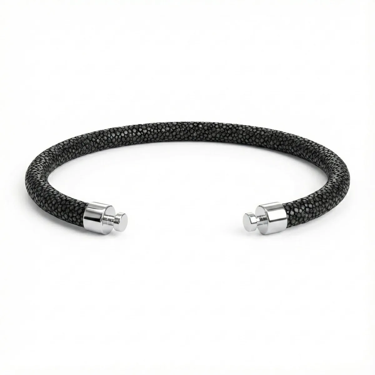 Regalia 4mm Black Stingray Leather Strap 925 Silver Link – Viktor Alexander