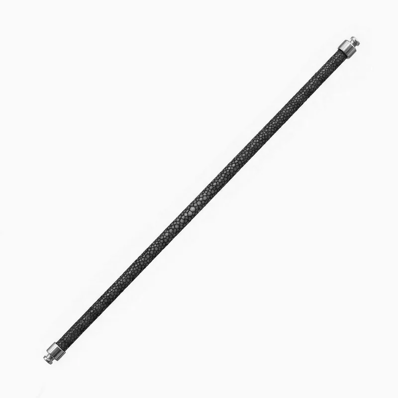 Regalia 4mm Black Stingray Leather Strap 925 Silver Link