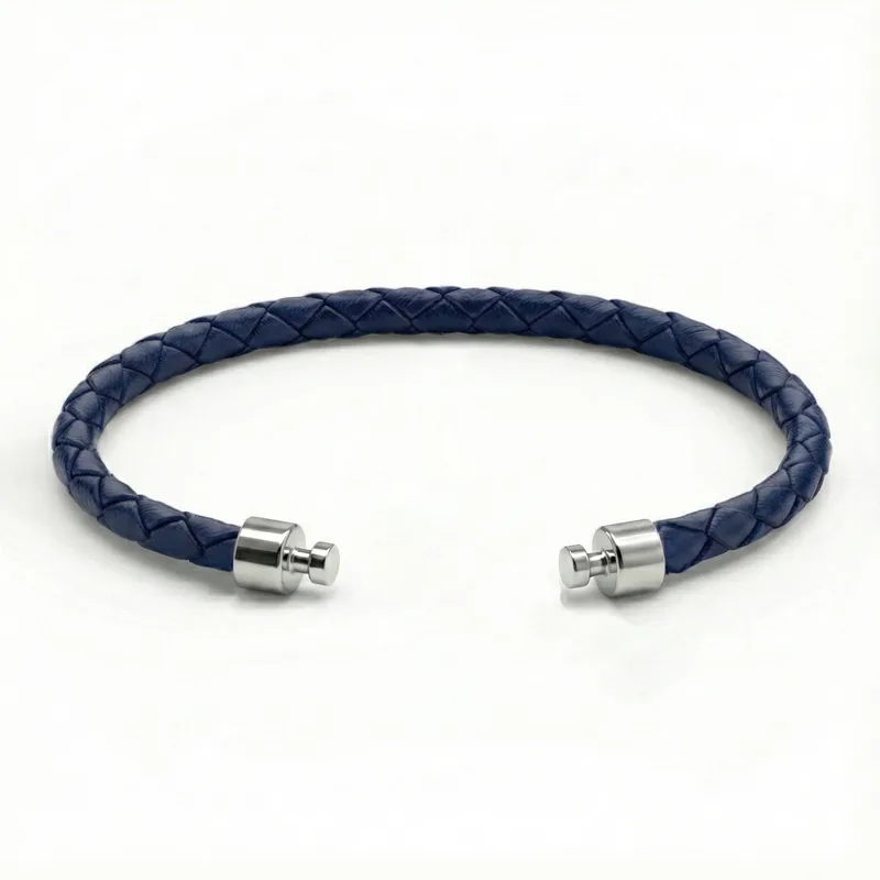 Regalia 4mm Blue Calf Leather Strap 925 Silver Link