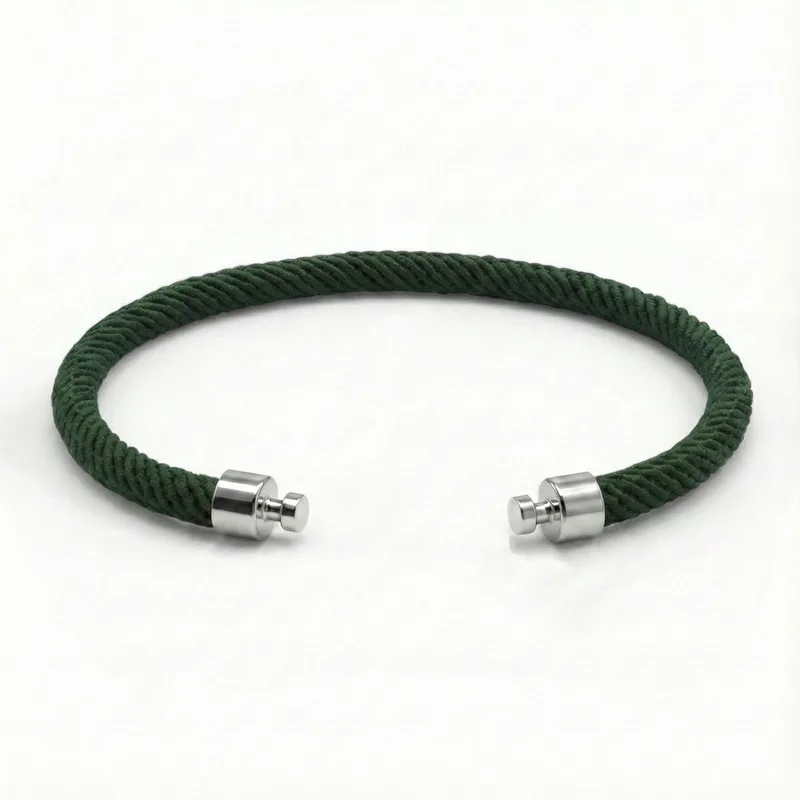 Regalia 4mm Dark Green Nylon Strap 925 Silver Link