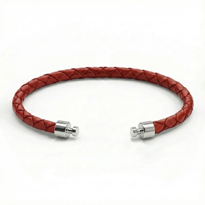 Regalia 4mm Red Calf Leather Strap 925 Silver Link