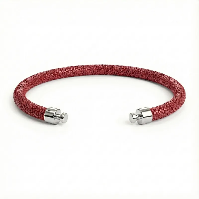 Regalia 4mm Red Stingray Leather Strap 925 Silver Link