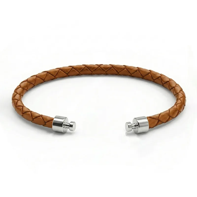 Regalia 4mm Tan Brown Calf Leather Strap 925 Silver Link