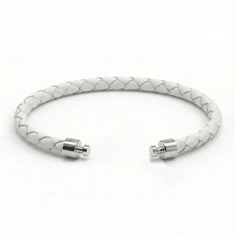 Regalia 4mm White Calf Leather Strap 925 Silver Link