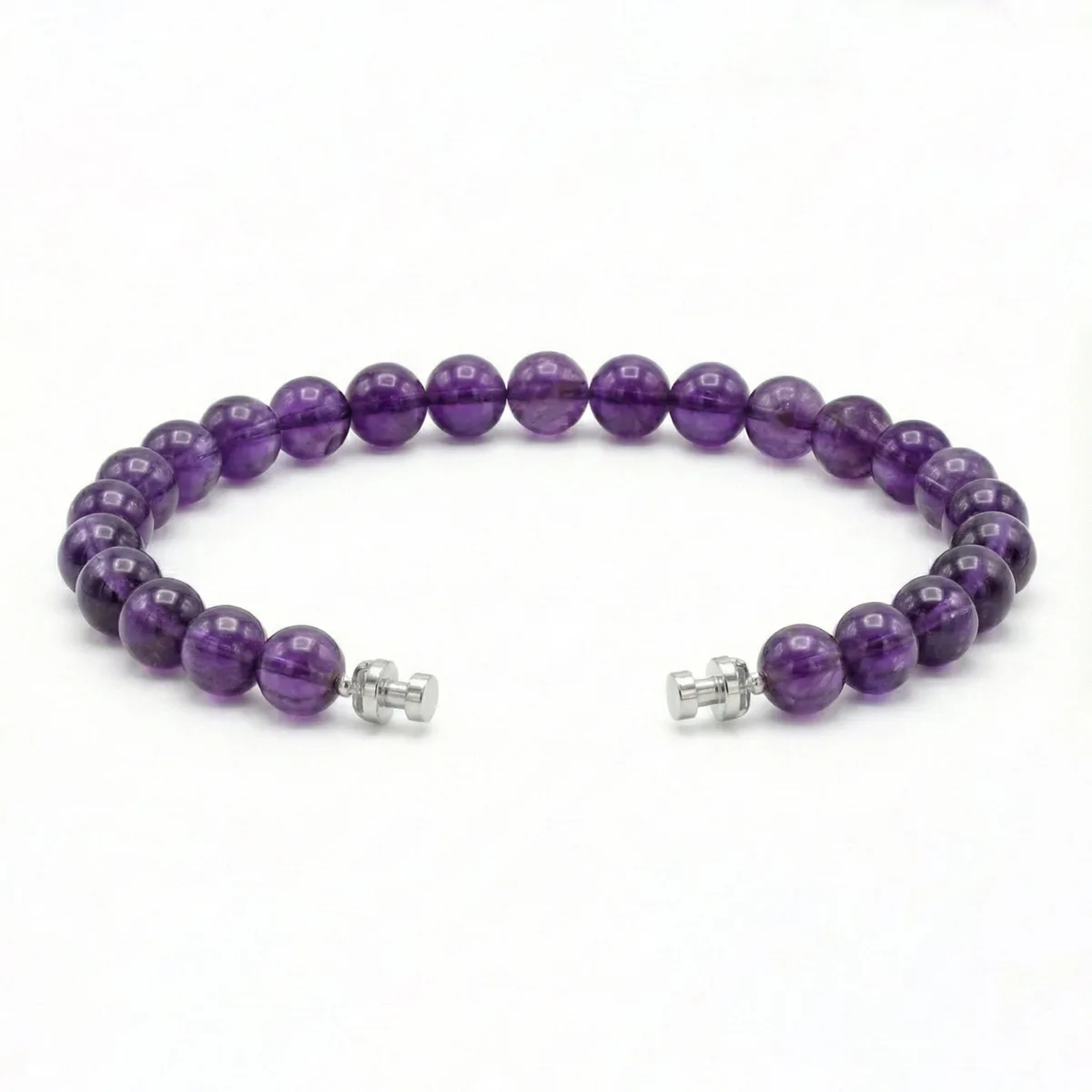 Regalia 6mm Amethyst Bead Bracelet 925 Silver Link – Viktor Alexander