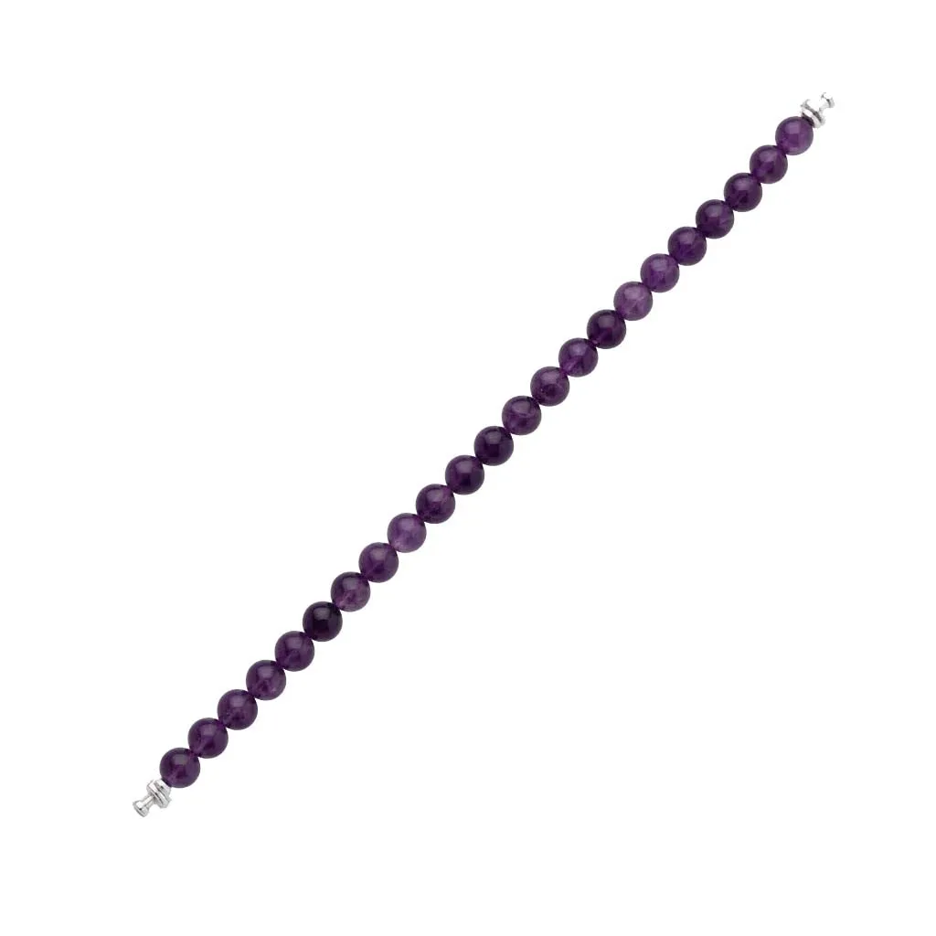 Regalia 6mm Amethyst Bead Bracelet 925 Silver Link, view 2 – Viktor Alexander