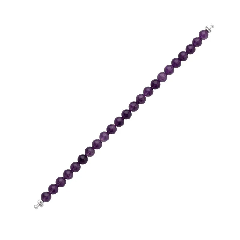 Regalia 6mm Amethyst Bead Bracelet 925 Silver Link
