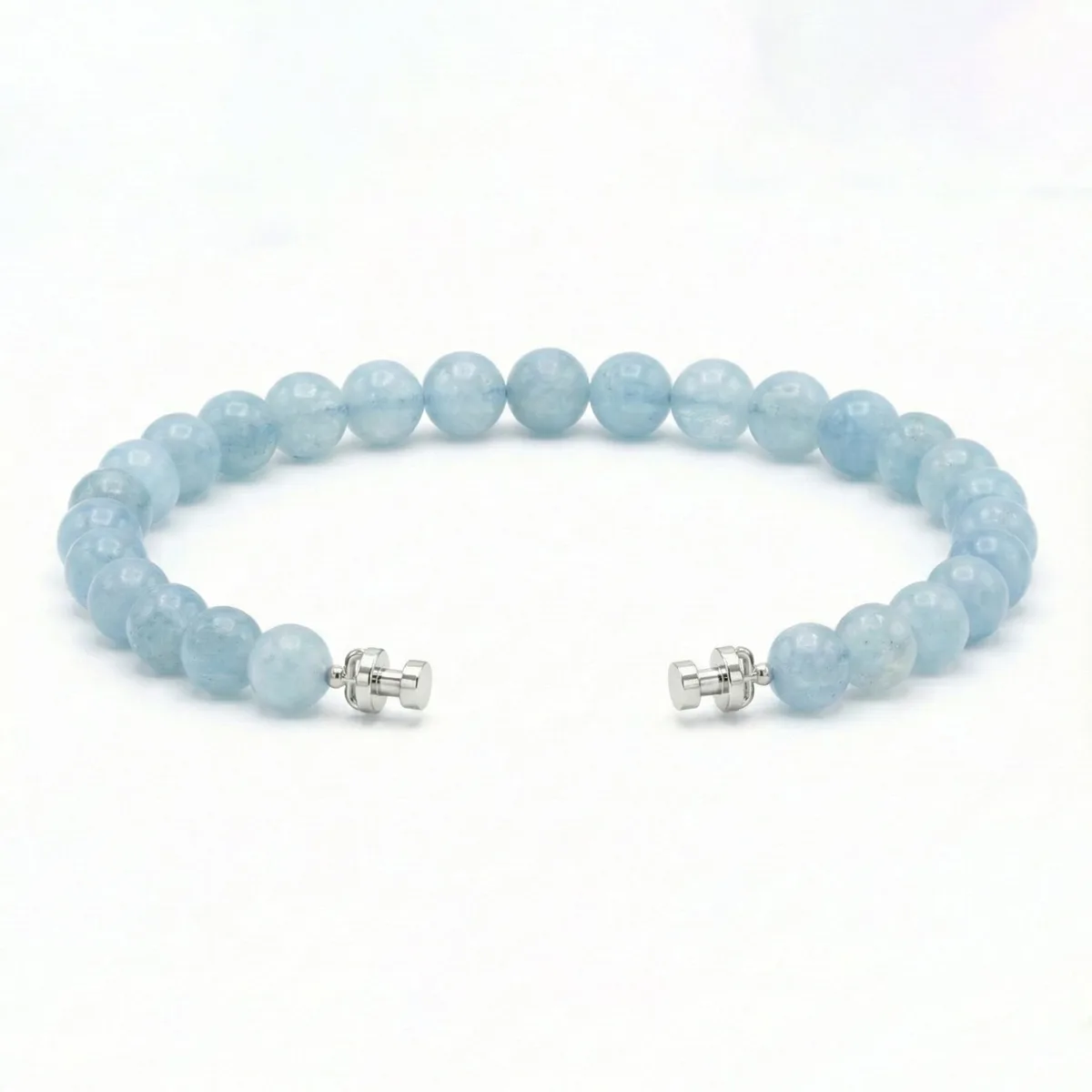 Regalia 6mm Aquamarine Bead Bracelet 925 Silver Link – Viktor Alexander
