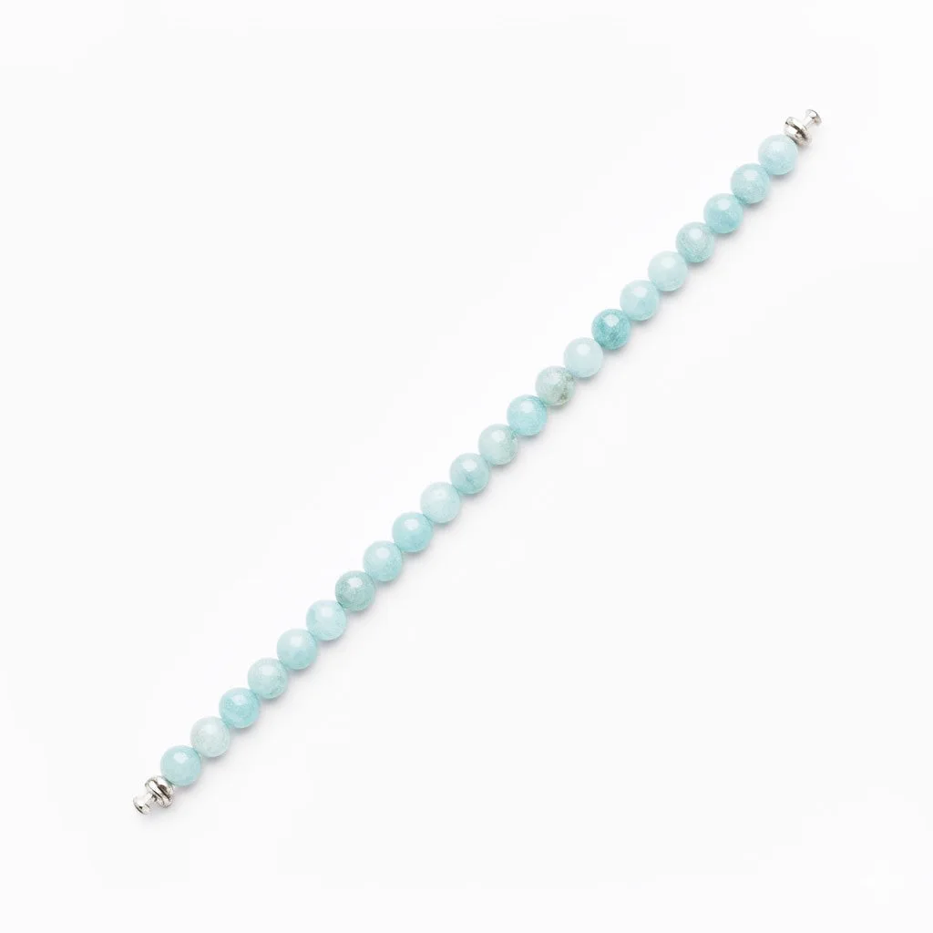 Regalia 6mm Aquamarine Bead Bracelet 925 Silver Link, view 2 – Viktor Alexander