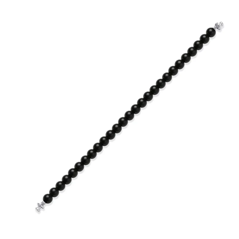 Regalia 6mm Black Spinel Bead Bracelet 925 Silver Link
