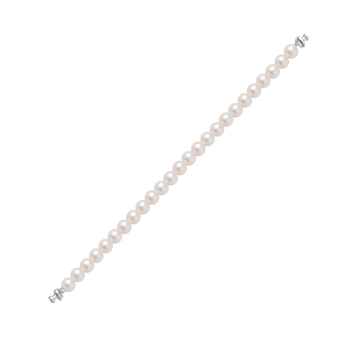 Regalia 6mm Freshwater Pearl Bracelet 925 Silver Link, view 2 – Viktor Alexander