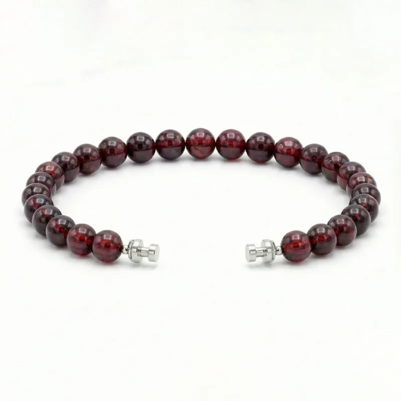 Regalia 6mm Garnet Bead Bracelet 925 Silver Link
