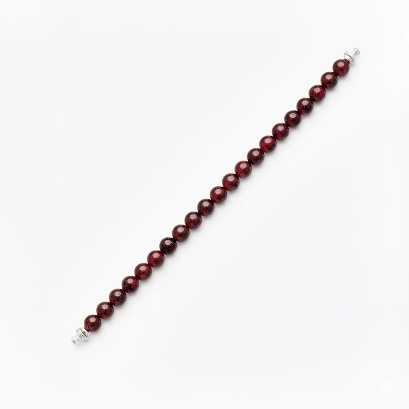 Regalia 6mm Garnet Bead Bracelet 925 Silver Link