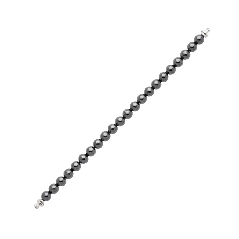 Regalia 6mm Hematite Bead Bracelet 925 Silver Link
