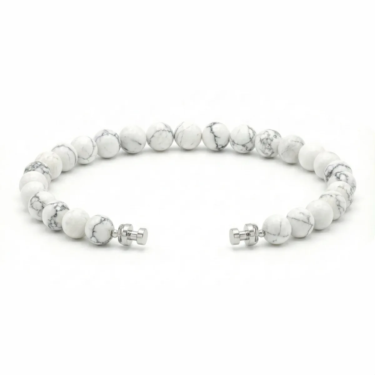 Regalia 6mm Howlite Bead Bracelet 925 Silver Link – Viktor Alexander