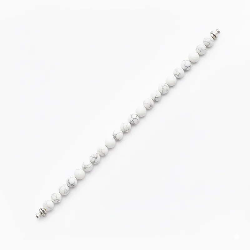 Regalia 6mm Howlite Bead Bracelet 925 Silver Link