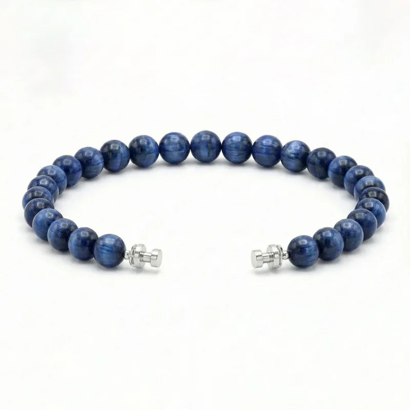 Regalia 6mm Kyanite Bead Bracelet 925 Silver Link