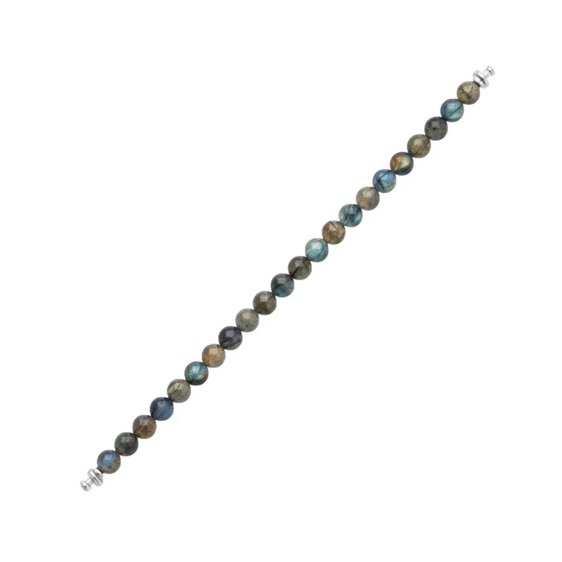 Regalia 6mm Labradorite Bead Bracelet 925 Silver Link