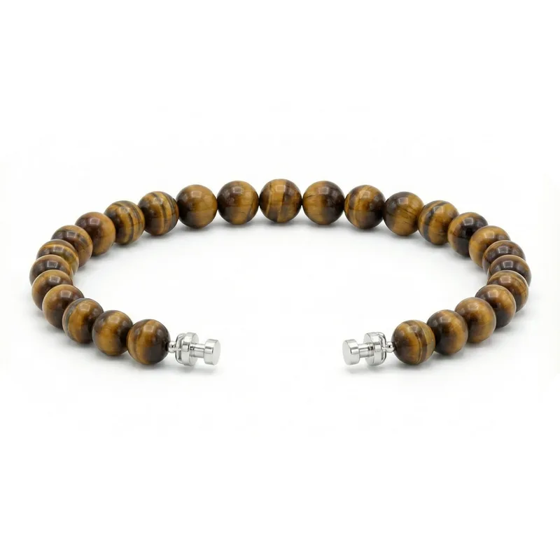 Regalia 6mm Tiger’s Eye Bead Bracelet 925 Silver Link