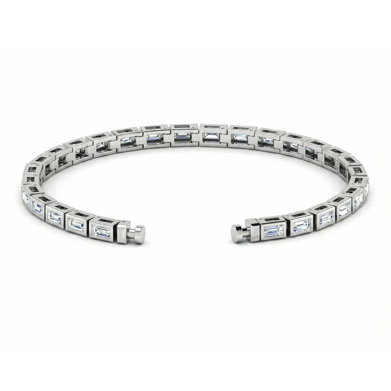 Regalia Platinum PT950 Baguette Diamonds Eternity Bracelet