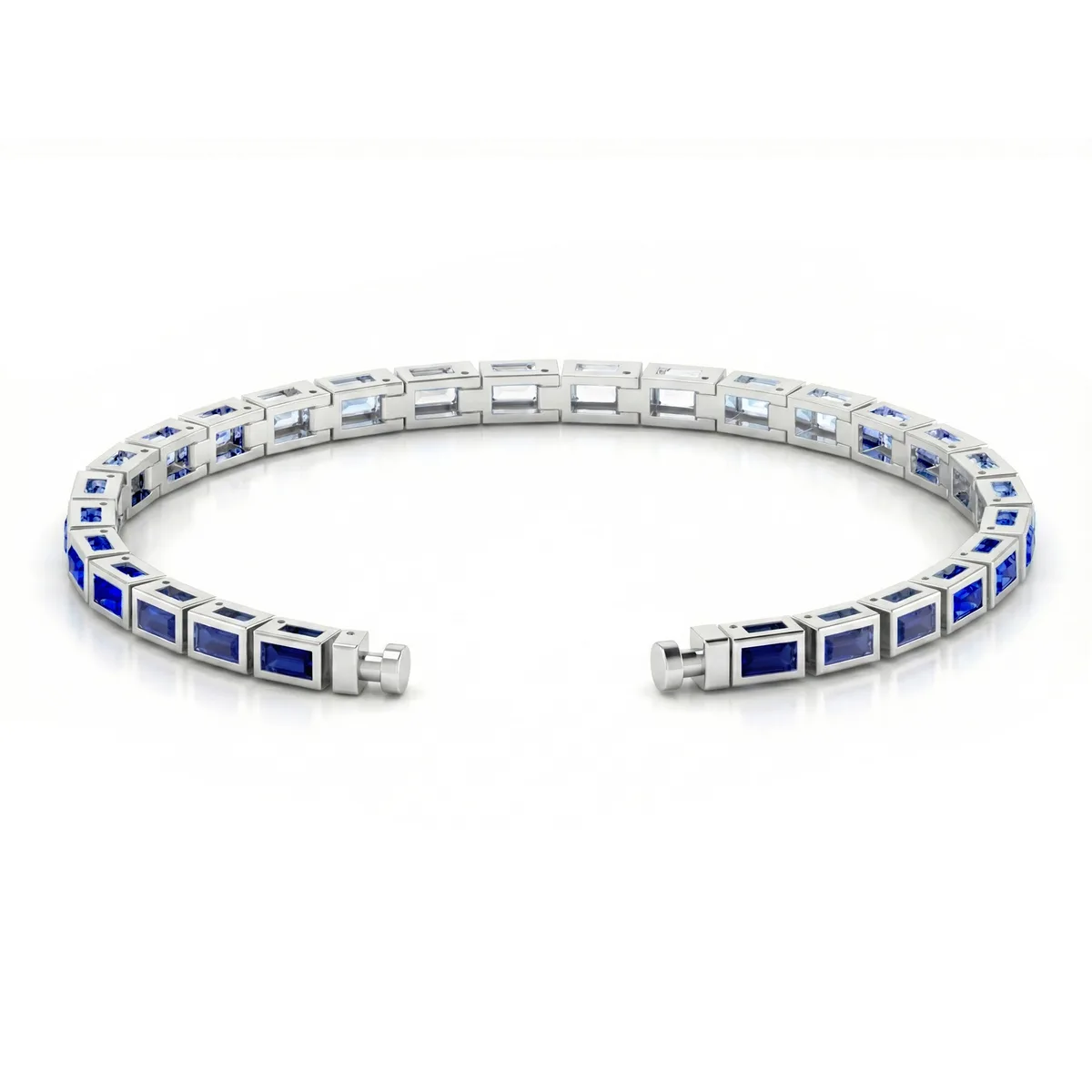 Regalia Platinum PT950 Baguette Gradient Blue Sapphires & Diamonds Eternity Bracelet – Viktor Alexander