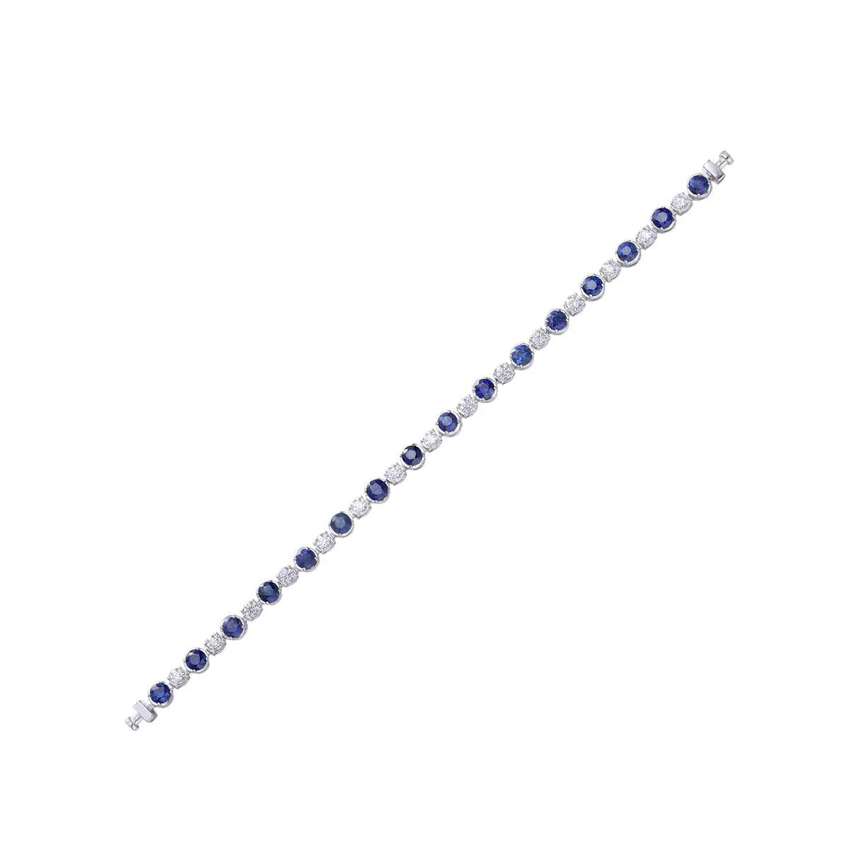 Regalia Platinum PT950 Blue Sapphire & Diamond Eternity Bracelet, view 2 – Viktor Alexander