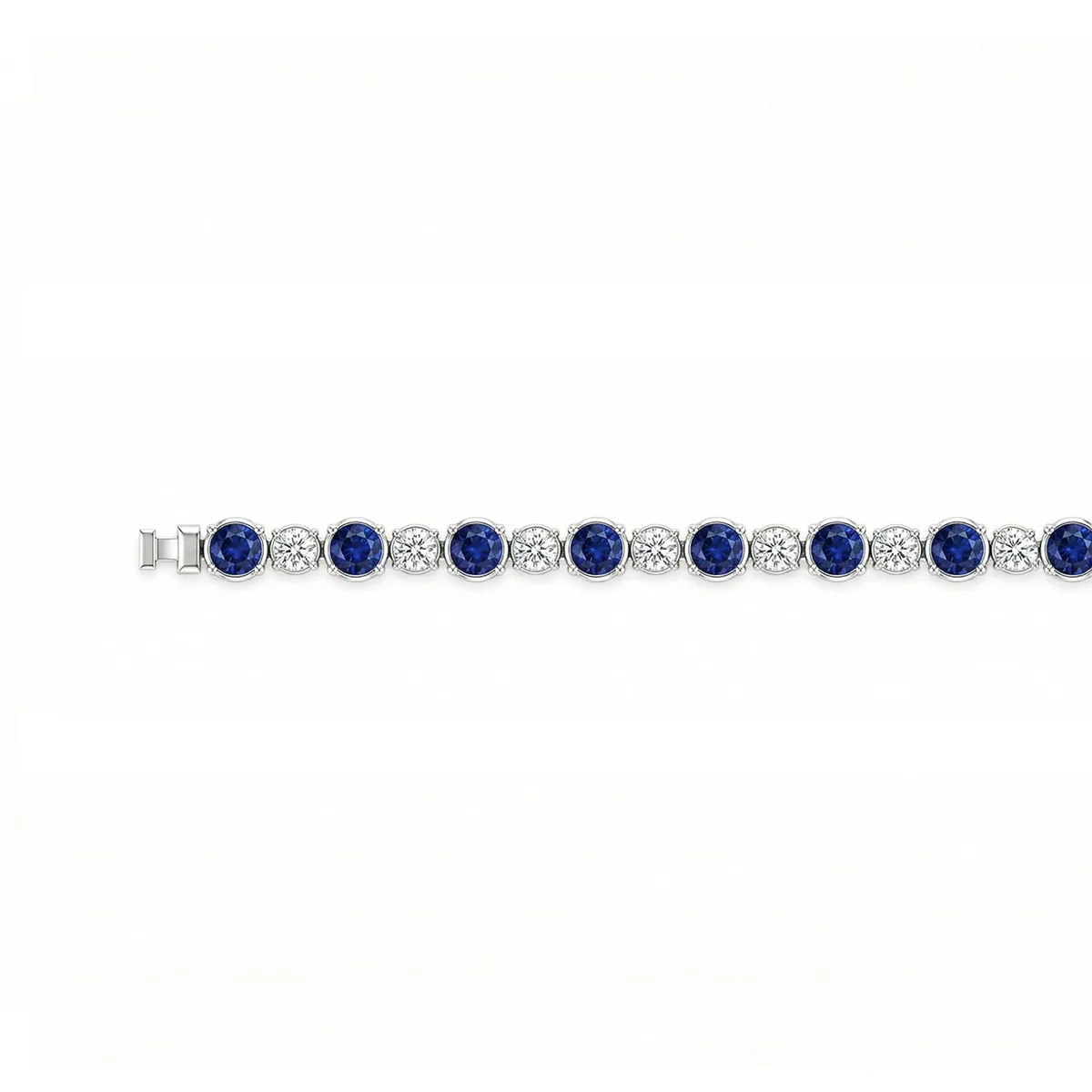 Regalia Platinum PT950 Blue Sapphire & Diamond Eternity Bracelet, view 3 – Viktor Alexander